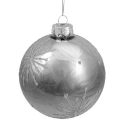 Northlight Shiny Mirrored With Glitter Snowflakes Christmas Ball Ornament - 4-in - Silver -Northlight Sales Store 330751830 AlternateImage2