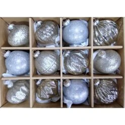 Northlight Shatterproof 3-Finish Christmas Ornaments - 3.75-in - Champagne, Brown And Silver - 12 Piece -Northlight Sales Store 330751846 AlternateImage2