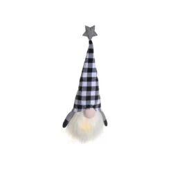 IH Casa Decor LED Gnome With White Plaid Hat Christmas Decoration