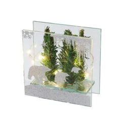 IH Casa Decor LED Silver And Green Winter Scene Square Christmas Decoration