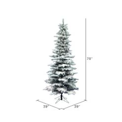 Vickerman 6.5-ft Leg Base Utica Fir Slim Right Side Up Flocked Green Artificial Christmas Tree -Northlight Sales Store 330898937 AlternateImage2