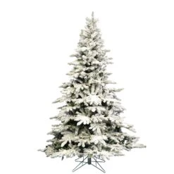 Vickerman 7.5-ft Leg Base Utica Fir Full Right Side Up Flocked White Artificial Christmas Tree