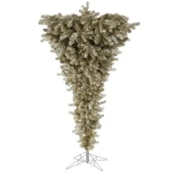Vickerman 5.5-ft Leg Base Pine Full Upside-Down Champagne Artificial Christmas Tree