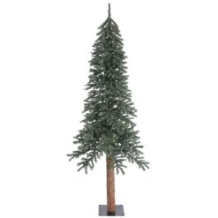 Vickerman 7-ft Pine Leg Base Alpine Full Right Side Up Green Artificial Christmas Tree