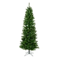 Vickerman 6.5-ft Leg Base Pencil Slim Salem Pine Right Side Up Green Artificial Christmas Tree