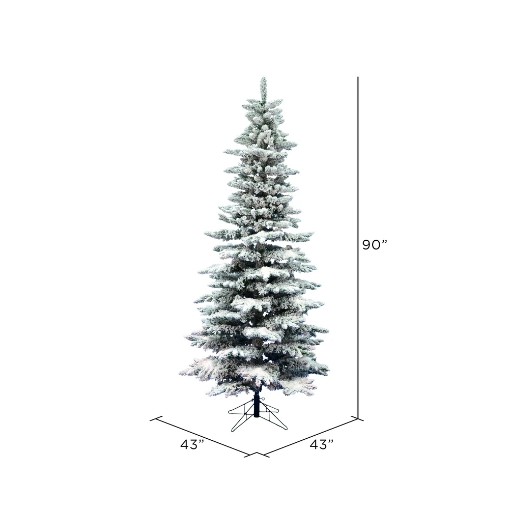 Vickerman 7.5-ft Leg Base Utica Fir Slim Right Side Up Flocked White Artificial Christmas Tree 5 Vickerman 7.5-ft Leg Base Utica Fir Slim Right Side Up Flocked White Artificial Christmas Tree - Image 3