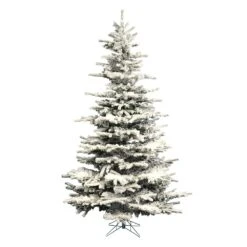 Vickerman 7.5-ft Leg Base Grand Fir Full Right Side Up Flocked White Artificial Christmas Tree