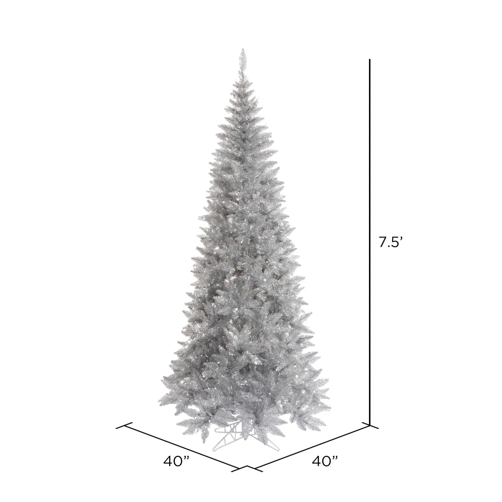 Vickerman 7.5-ft Leg Base Tinsel Slim Right Side Up Silver Artificial Christmas Tree 4 Vickerman 7.5-ft Leg Base Tinsel Slim Right Side Up Silver Artificial Christmas Tree - Image 2