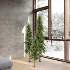 Vickerman 6-ft Pine Leg Base Alpine Full Right Side Up Green Artificial Christmas Tree - Set Of 3 -Northlight Sales Store 330899007 AlternateImage4