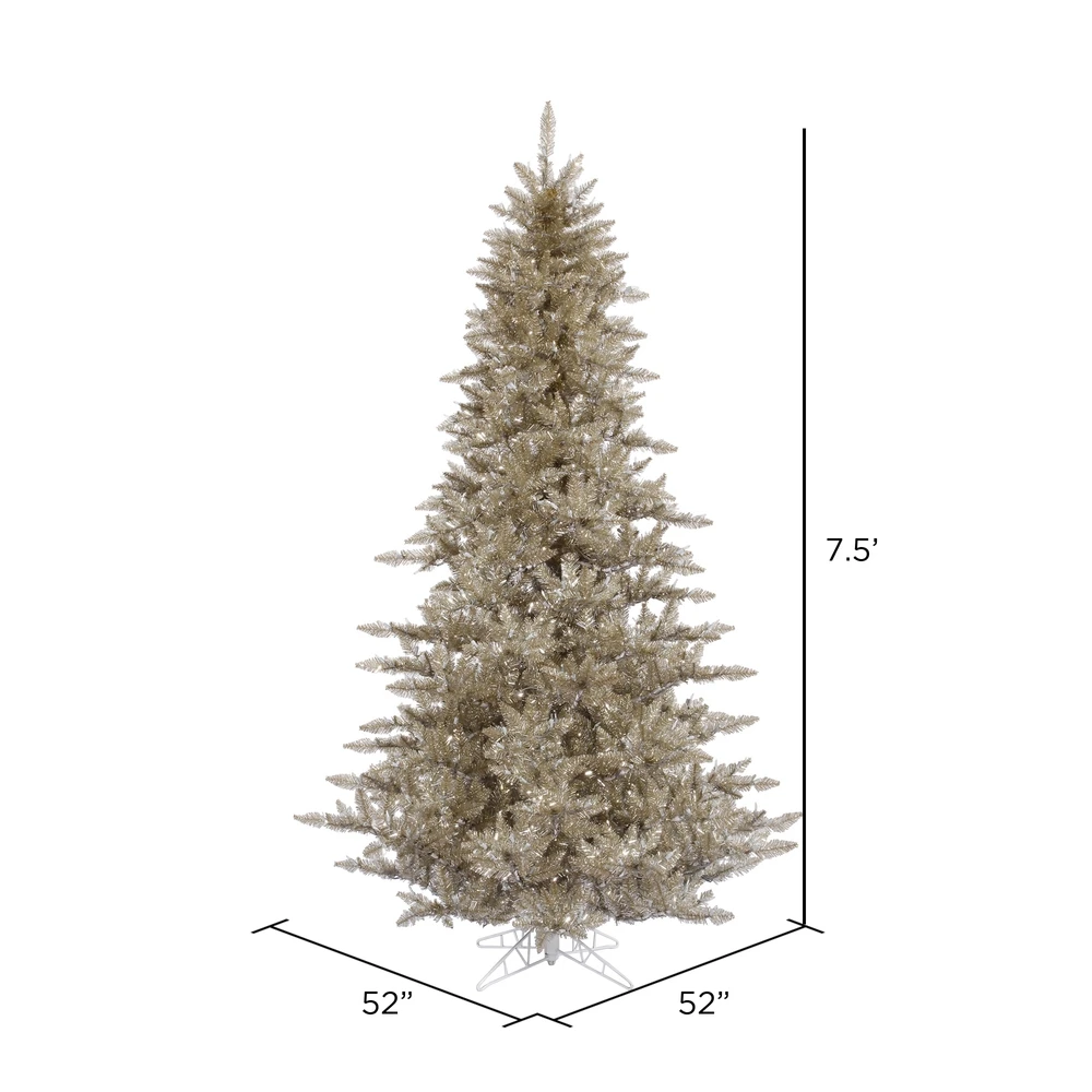 Vickerman 7.5-ft Leg Base Tinsel Full Right Side Up Champagne Artificial Christmas Tree 4 Vickerman 7.5-ft Leg Base Tinsel Full Right Side Up Champagne Artificial Christmas Tree - Image 2