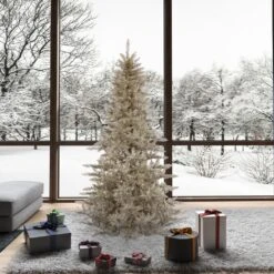 Vickerman 7.5-ft Leg Base Tinsel Full Right Side Up Champagne Artificial Christmas Tree 7 Vickerman 7.5-ft Leg Base Tinsel Full Right Side Up Champagne Artificial Christmas Tree -Northlight Sales Store 330899009 AlternateImage4