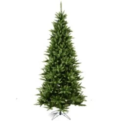 Vickerman 9.5-ft Leg Base Camdon Fir Slim Right Side Up Green Artificial Christmas Tree