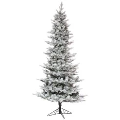 Vickerman 6.5-ft Leg Base Kiana Pine Full Right Side Up Flocked White Artificial Christmas Tree