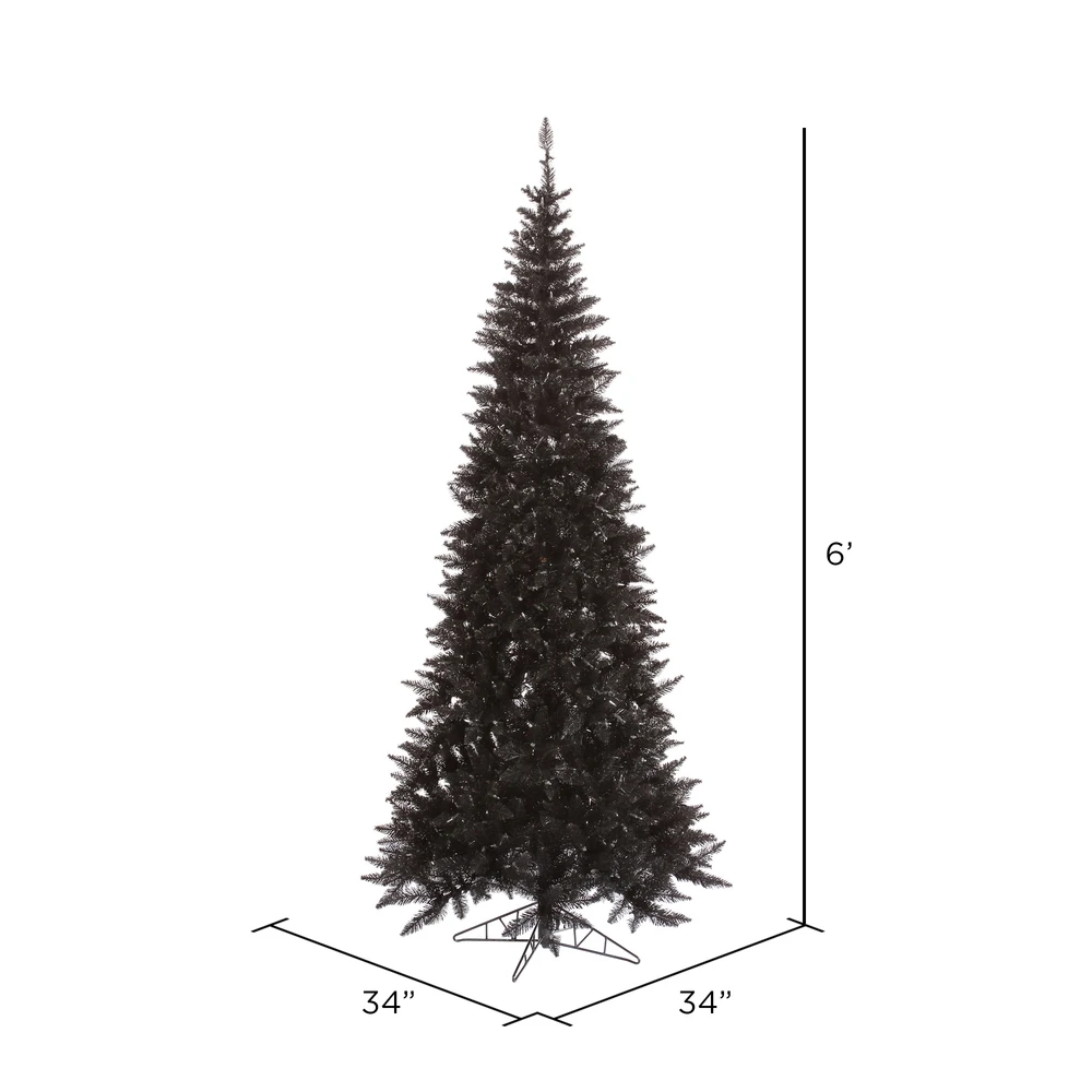 Vickerman 6.5-ft Fir Leg Base Pine Slim Right Side Up Black Artificial Christmas Tree 4 Vickerman 6.5-ft Fir Leg Base Pine Slim Right Side Up Black Artificial Christmas Tree - Image 2