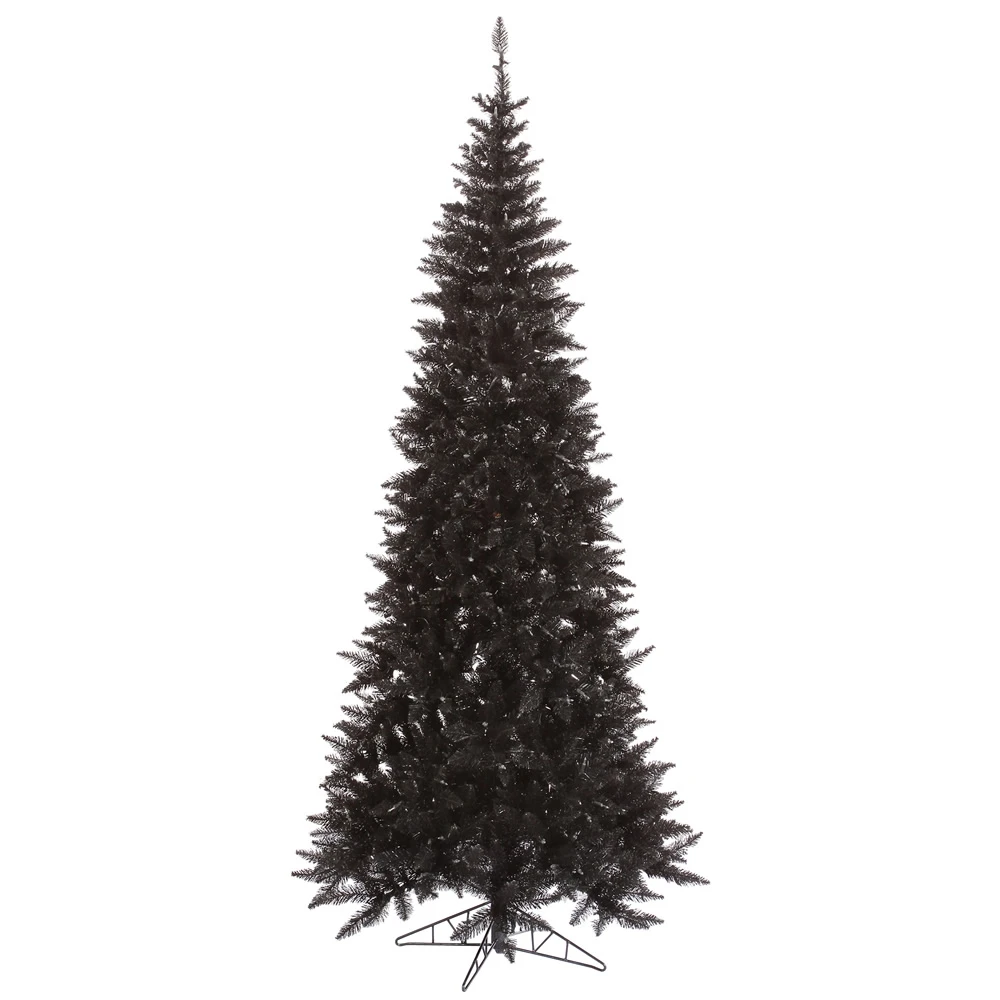 Vickerman 6.5-ft Fir Leg Base Pine Slim Right Side Up Black Artificial Christmas Tree 3 Vickerman 6.5-ft Fir Leg Base Pine Slim Right Side Up Black Artificial Christmas Tree
