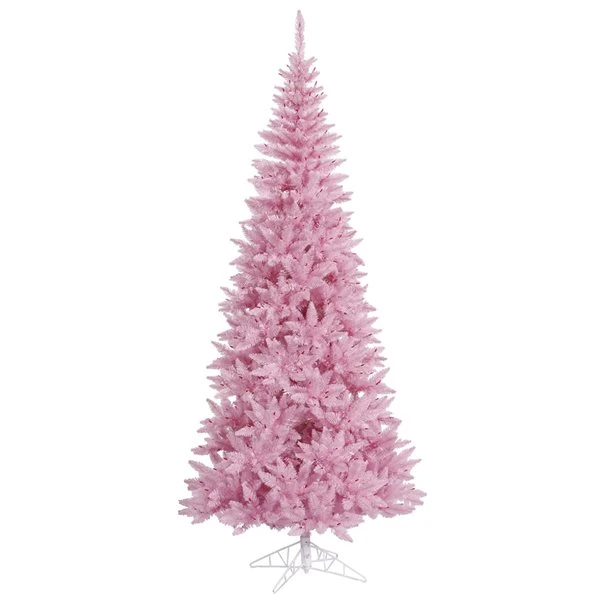 Vickerman 5.5-ft Leg Base Fir Slim Right Side Up Pink Artificial Christmas Tree 3 Vickerman 5.5-ft Leg Base Fir Slim Right Side Up Pink Artificial Christmas Tree