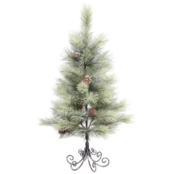 Vickerman 3-ft Leg Base Bellevue Pine Full Right Side Up Green Artificial Christmas Tree