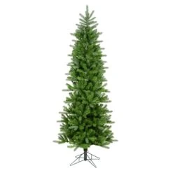 Vickerman 5.5-ft Leg Base Pencil Spruce Slim Right Side Up Green Artificial Christmas Tree