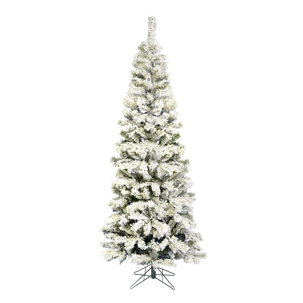 Vickerman 4.5-ft Leg Base Pencil Pacific Pine Slim Right Side Up Flocked Green Artificial Christmas Tree 3 Vickerman 4.5-ft Leg Base Pencil Pacific Pine Slim Right Side Up Flocked Green Artificial Christmas Tree