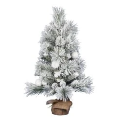Vickerman 3-ft Burlap Base Pine Full Right Side Up Flocked Green Artificial Christmas Tree