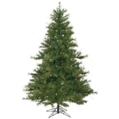 Vickerman 6.5-ft Full Mixed Country Pine Right Side Up Green Artificial Christmas Tree With Leg Base