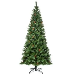 Costway 8-ft Full Green Artificial Christmas Tree With Pine Cones
