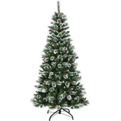 Costway 7-ft Full Green Artificial Snowy Christmas Tree