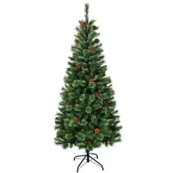 Costway 7-ft Full Green Artificial Christmas Tree With Pine Cones