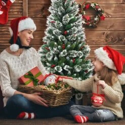 Costway 5-ft Full Flocked Green Artificial Christmas Tree -Northlight Sales Store 330902811 AlternateImage3