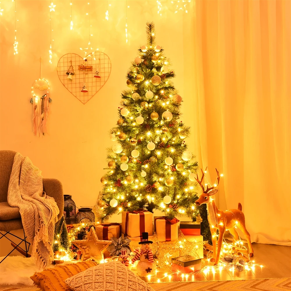 Costway 6-ft Pre-Lit Full Green Artificial Christmas Tree With 250 Constant Warm White LED Lights 4 Costway 6-ft Pre-Lit Full Green Artificial Christmas Tree With 250 Constant Warm White LED Lights - Image 2