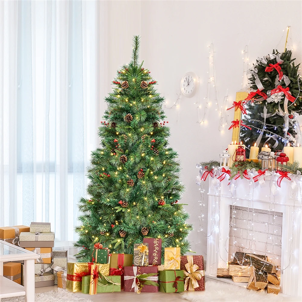 Costway 6-ft Pre-Lit Full Green Artificial Christmas Tree With 250 Constant Warm White LED Lights 5 Costway 6-ft Pre-Lit Full Green Artificial Christmas Tree With 250 Constant Warm White LED Lights - Image 3