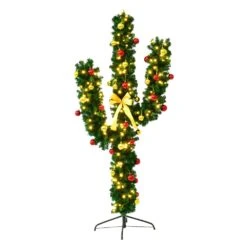 Costway 5-ft Pre-Lit Slim Green Artificial Christmas Tree With 90 Colour Changing LED Lights