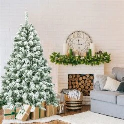Costway 4.5-ft Full Flocked Green Artificial Christmas Tree 7 Costway 4.5-ft Full Flocked Green Artificial Christmas Tree -Northlight Sales Store 330902854 AlternateImage3