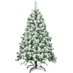 Costway 4.5-ft Full Flocked Green Artificial Christmas Tree