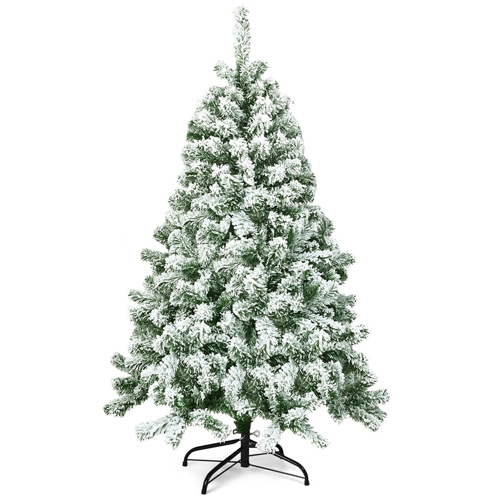 Costway 4.5-ft Full Flocked Green Artificial Christmas Tree 3 Costway 4.5-ft Full Flocked Green Artificial Christmas Tree