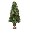 Costway 4-ft Pre-Lit Potted Full Green Artificial Christmas Tree With 60 Constant Warm White LED Lights