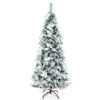 Costway 6-ft Snow-Flocked Artificial Christmas Tree With Berries And Poinsettia Flowers