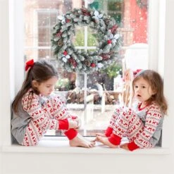 Costway 24-in Electrostatic Flocked Christmas Wreath Holiday Decor -Northlight Sales Store 330925695 AlternateImage3