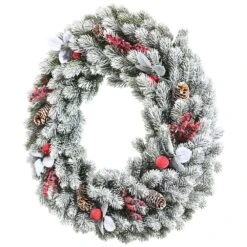 Costway 24-in Electrostatic Flocked Christmas Wreath Holiday Decor -Northlight Sales Store 330925695 AlternateImage4