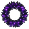 Costway 24-in Pre-lit Christmas Halloween Wreath Black With LED Lights