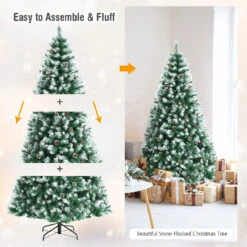 Costway 6-ft Snow Flocked Hinged Christmas Tree With 1000 Branch Tips And Pine Cones -Northlight Sales Store 330925702 AlternateImage1