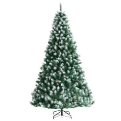 Costway 6-ft Snow Flocked Hinged Christmas Tree With 1000 Branch Tips And Pine Cones