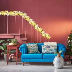 Costway 9-ft Pre-lit Snowy Christmas Garland With Berries Poinsettia Flowers Timer -Northlight Sales Store 330925711 AlternateImage4