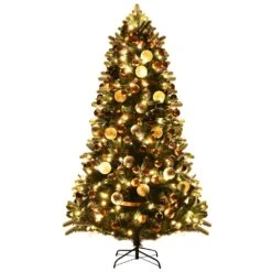 Costway 7.5-ft Pre-Lit Artificial Christmas Tree 1100 Tips With 140 Ornaments