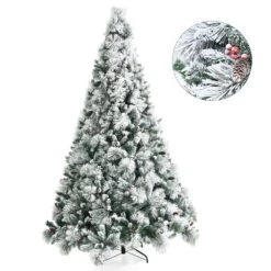 Costway 7-ft Upside Down Christmas Halloween Tree Black With 400 Purple LED Lights