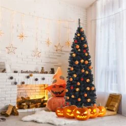 Costway 7-ft Pre-lit Hinged Christmas Tree With 450 LED Lights And 9 Dynamic Effects -Northlight Sales Store 330925716 AlternateImage2