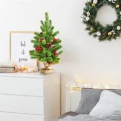 Costway 20-in Tabletop PE Christmas Tree Holiday Decor With Pine Cones And Red Berries -Northlight Sales Store 330925720 AlternateImage4