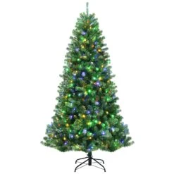 Costway 8-ft Pre-lit Hinged Christmas Tree With Remote Control And 9 Lighting Modes