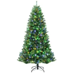 Costway 7-ft Pre-lit Hinged Christmas Tree With Remote Control And 9 Lighting Modes