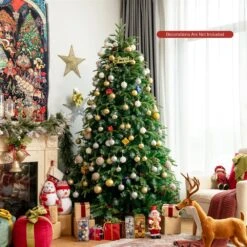 Costway 8-ft Pre-Lit Hinged Christmas Tree 3402 PE And PVC Tips With 620 Lights And Foot Switch -Northlight Sales Store 330925752 AlternateImage1
